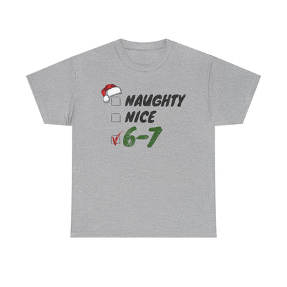 Naughty Nice 6-7 Checklist T-Shirt | Christmas Santa Humor