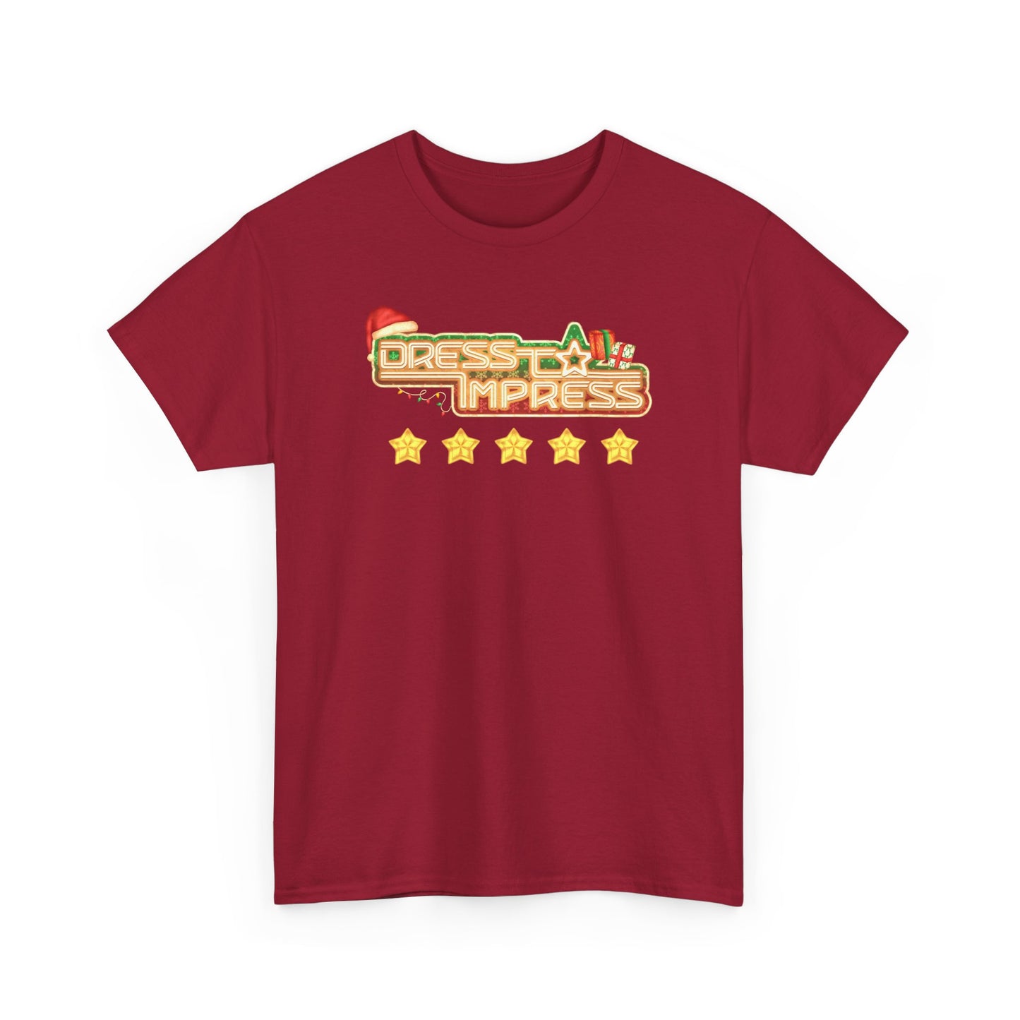 Dress To Impress logo Tee | Holiday Santa Hat, 5 Star Rating, Roblox Game