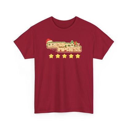 Dress To Impress logo Tee | Holiday Santa Hat, 5 Star Rating, Roblox Game