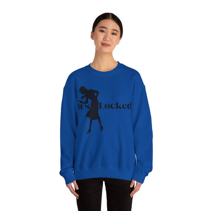 It's Locked silhouette magnifying woman Sweatshirt | Detective mystery design