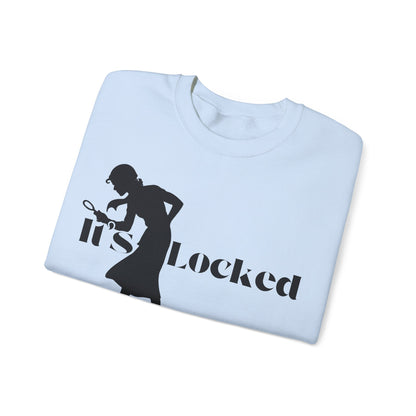 It's Locked silhouette magnifying woman Sweatshirt | Detective mystery design