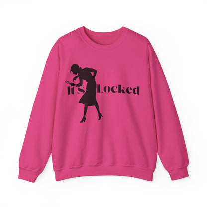 It's Locked silhouette magnifying woman Sweatshirt | Detective mystery design