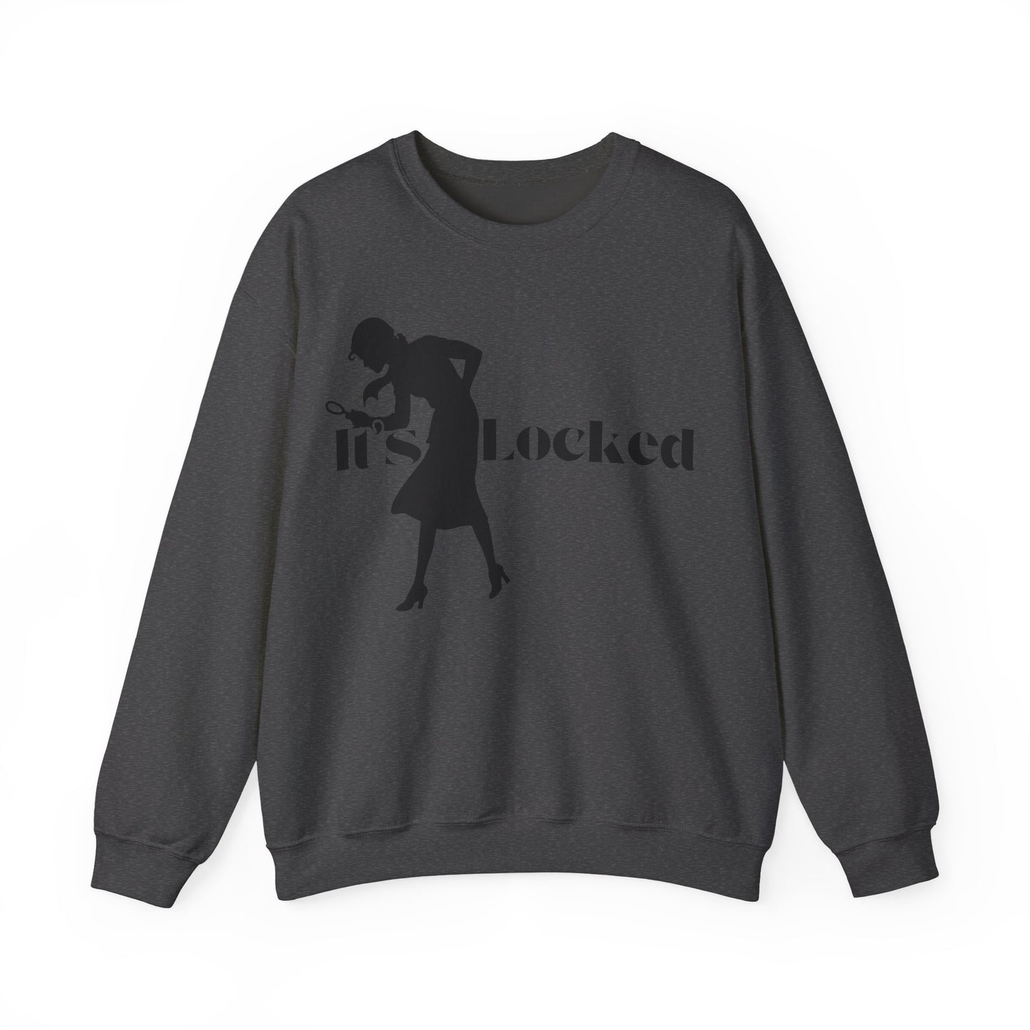 It's Locked silhouette magnifying woman Sweatshirt | Detective mystery design