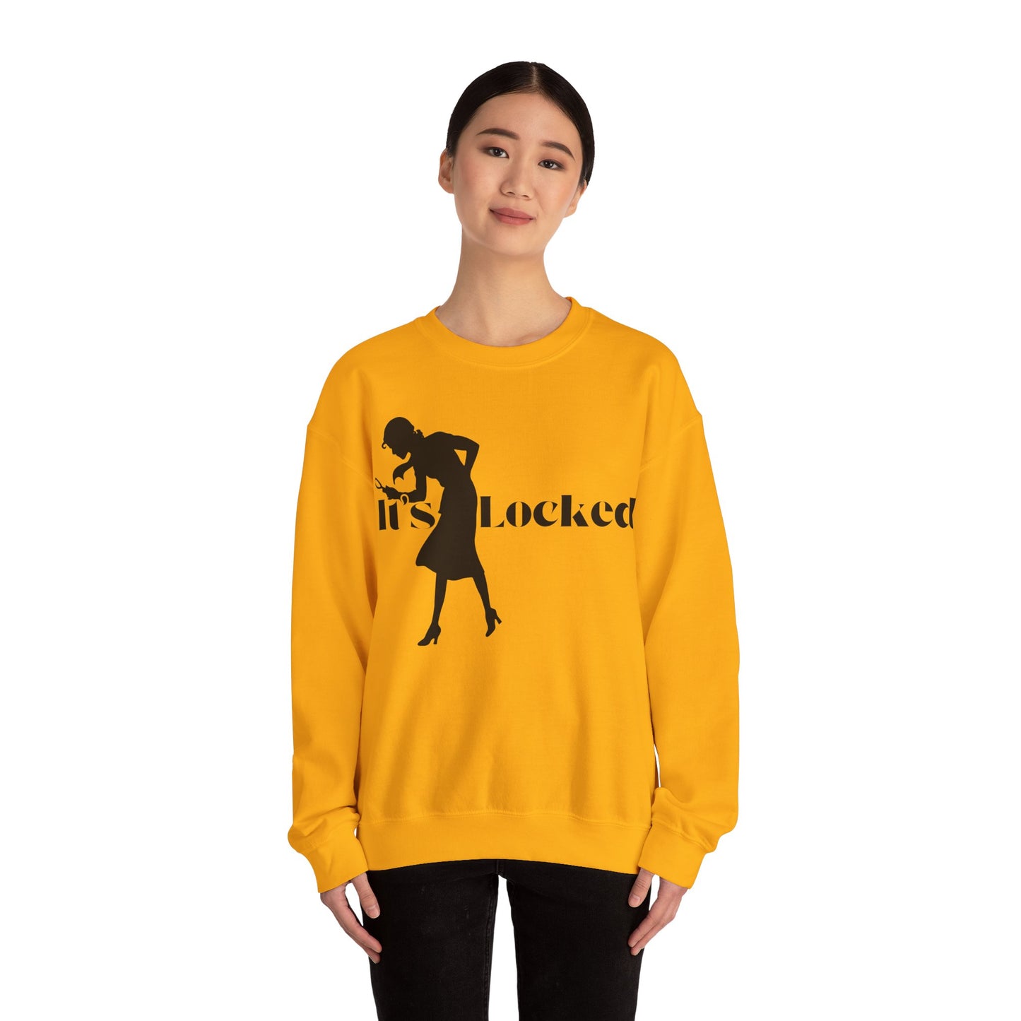 It's Locked silhouette magnifying woman Sweatshirt | Detective mystery design