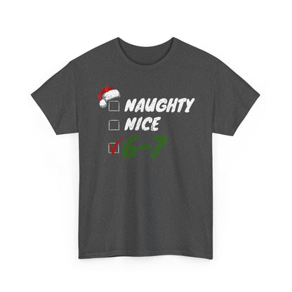 Naughty Nice 6-7 Checklist T-Shirt | Christmas Santa Humor