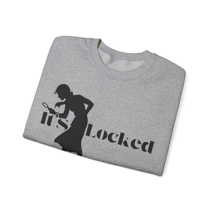 It's Locked silhouette magnifying woman Sweatshirt | Detective mystery design