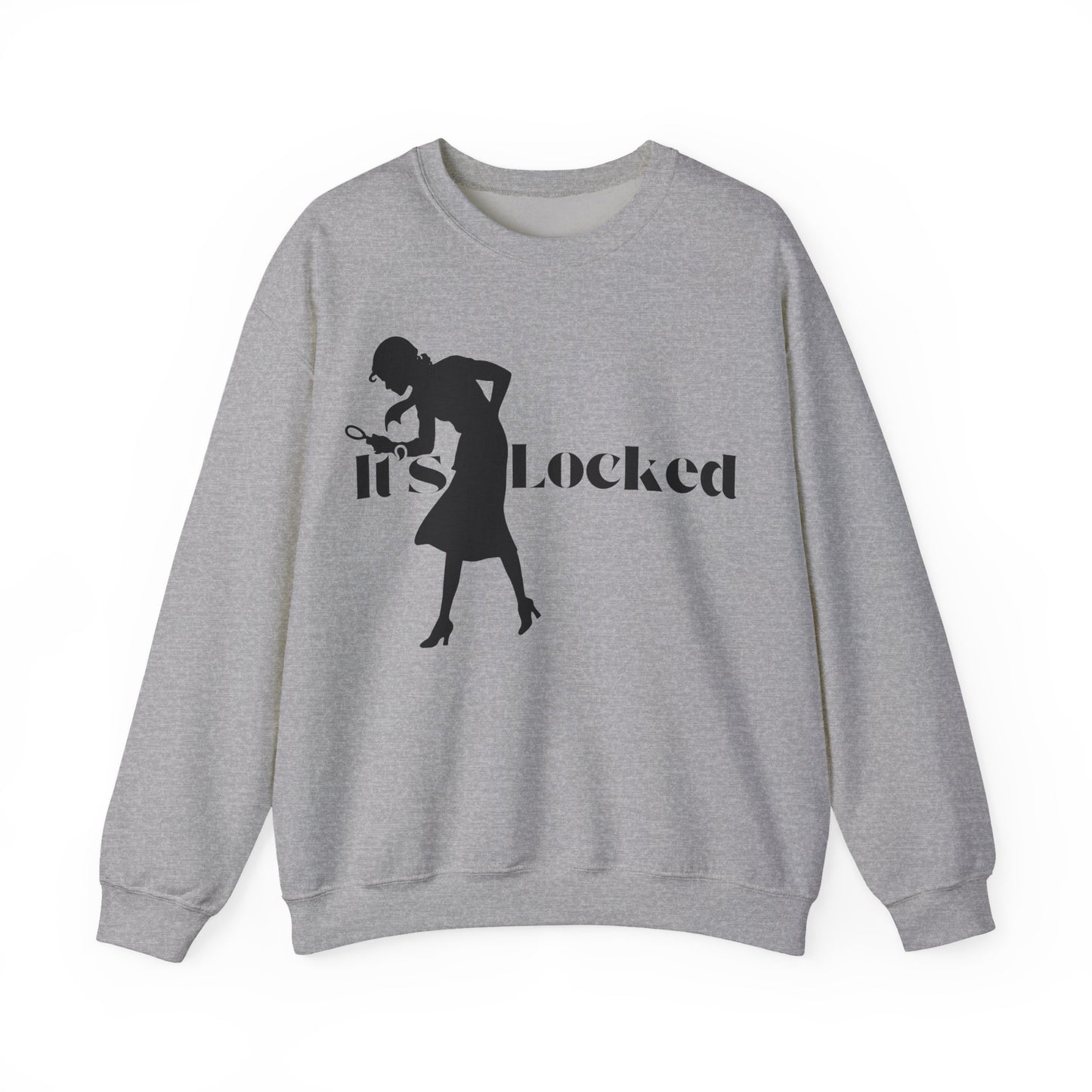It's Locked silhouette magnifying woman Sweatshirt | Detective mystery design
