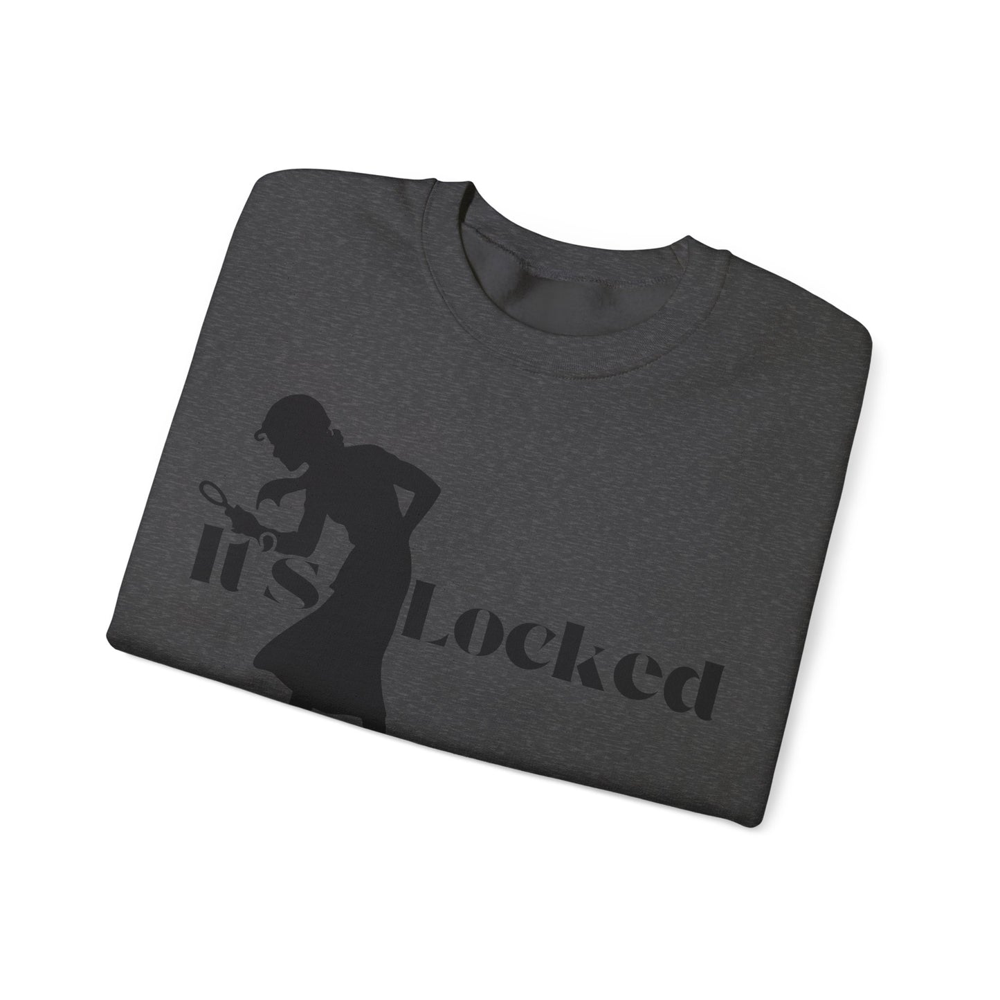 It's Locked silhouette magnifying woman Sweatshirt | Detective mystery design