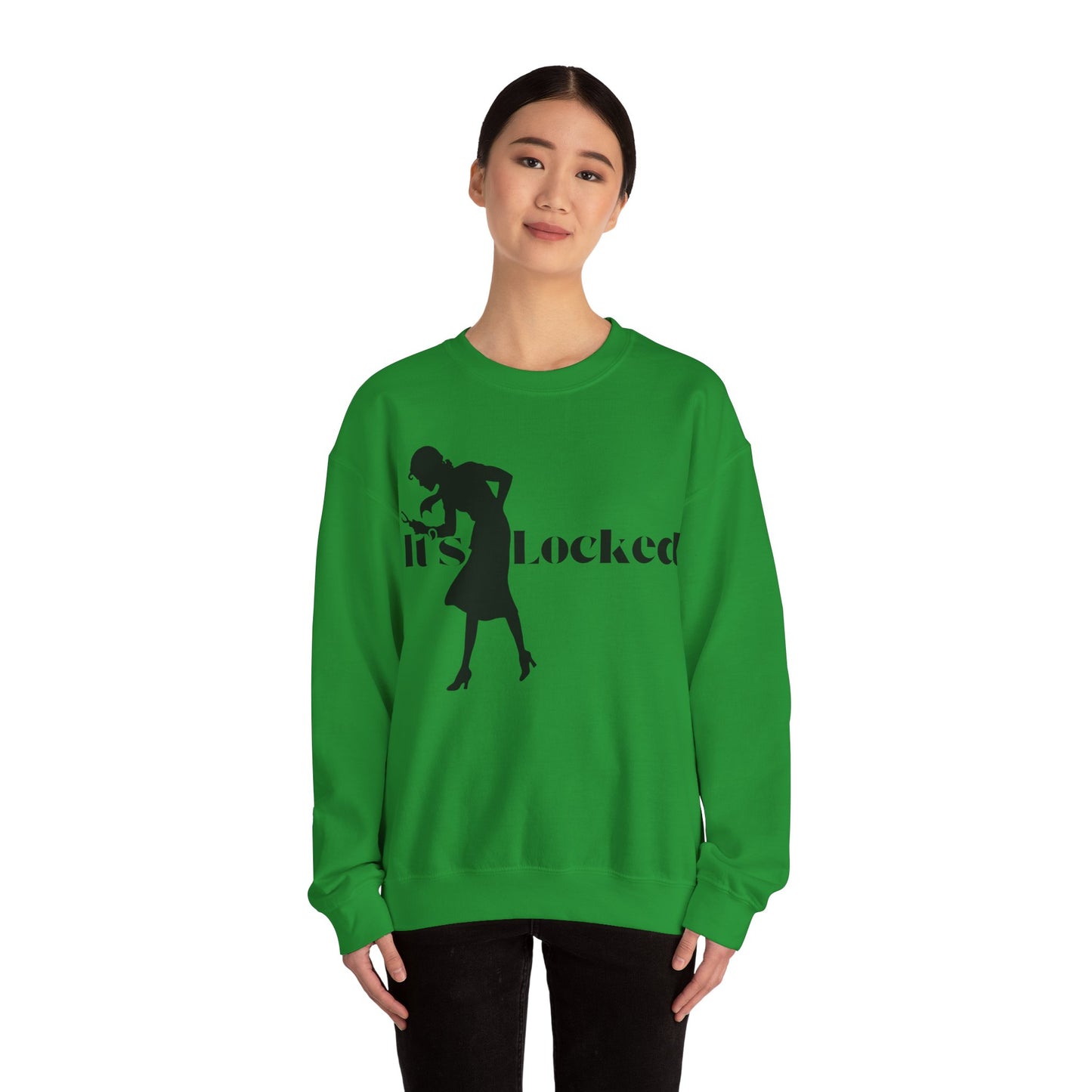 It's Locked silhouette magnifying woman Sweatshirt | Detective mystery design
