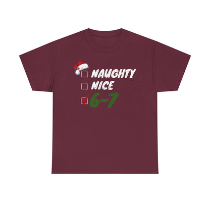Naughty Nice 6-7 Checklist T-Shirt | Christmas Santa Humor