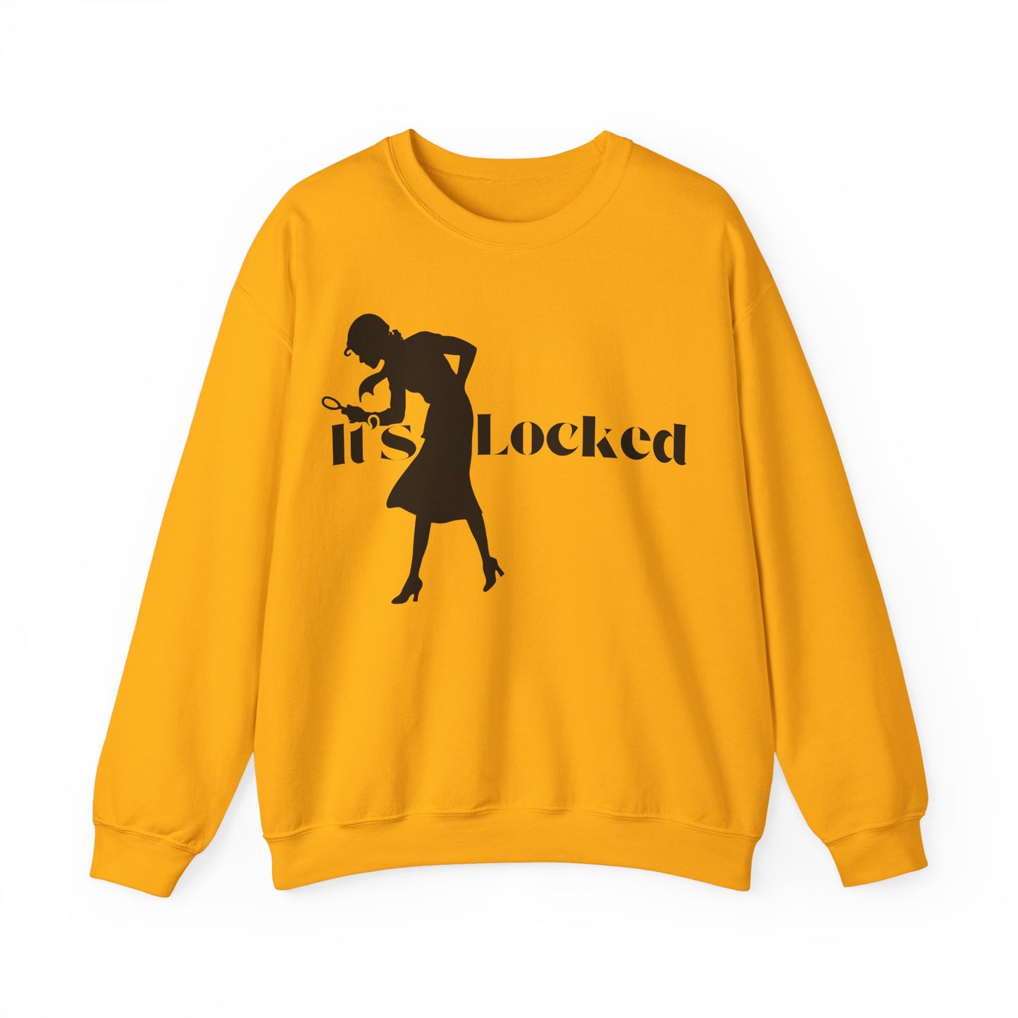 It's Locked silhouette magnifying woman Sweatshirt | Detective mystery design