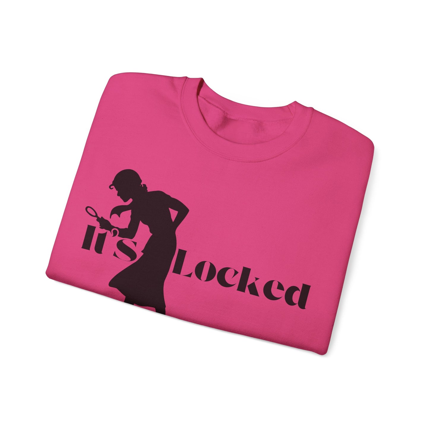 It's Locked silhouette magnifying woman Sweatshirt | Detective mystery design