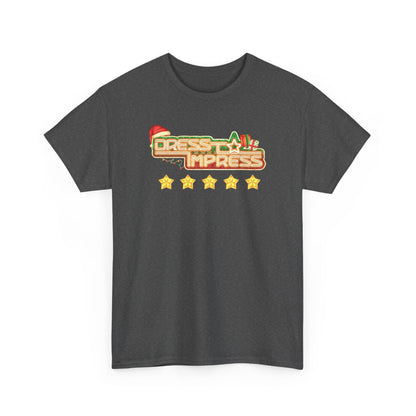 Dress To Impress logo Tee | Holiday Santa Hat, 5 Star Rating, Roblox Game