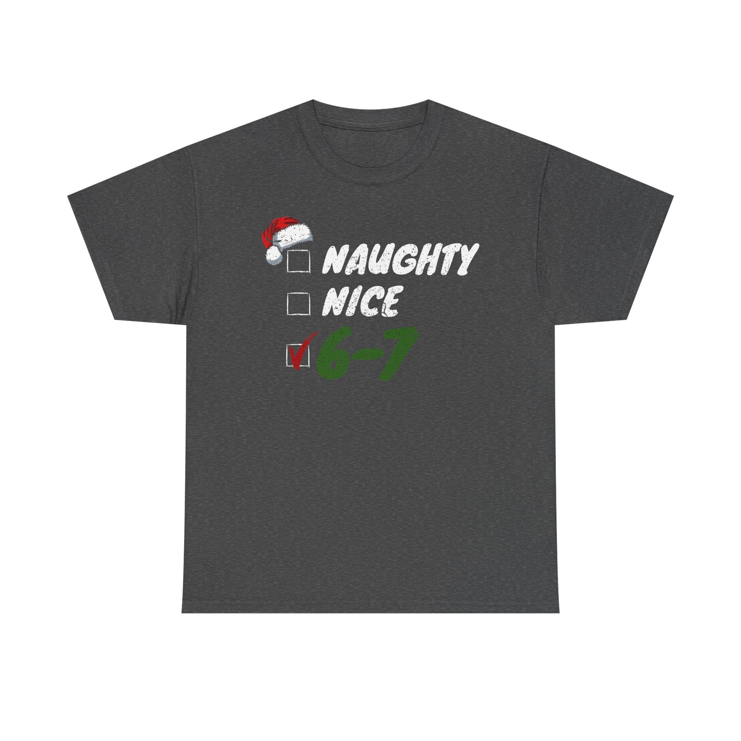 Naughty Nice 6-7 Checklist T-Shirt | Christmas Santa Humor