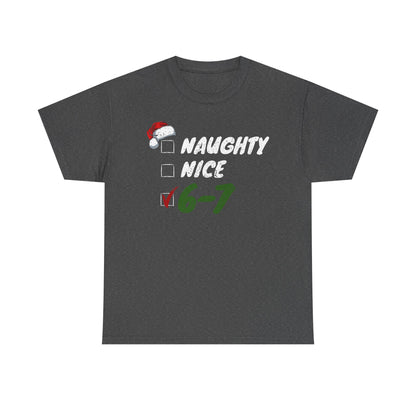 Naughty Nice 6-7 Checklist T-Shirt | Christmas Santa Humor
