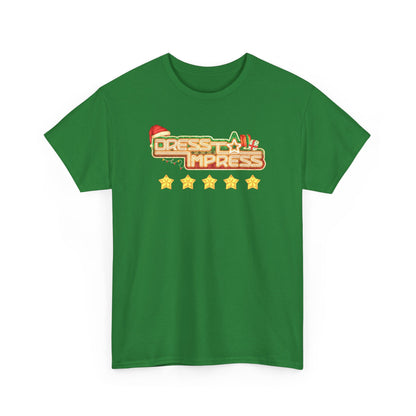 Dress To Impress logo Tee | Holiday Santa Hat, 5 Star Rating, Roblox Game