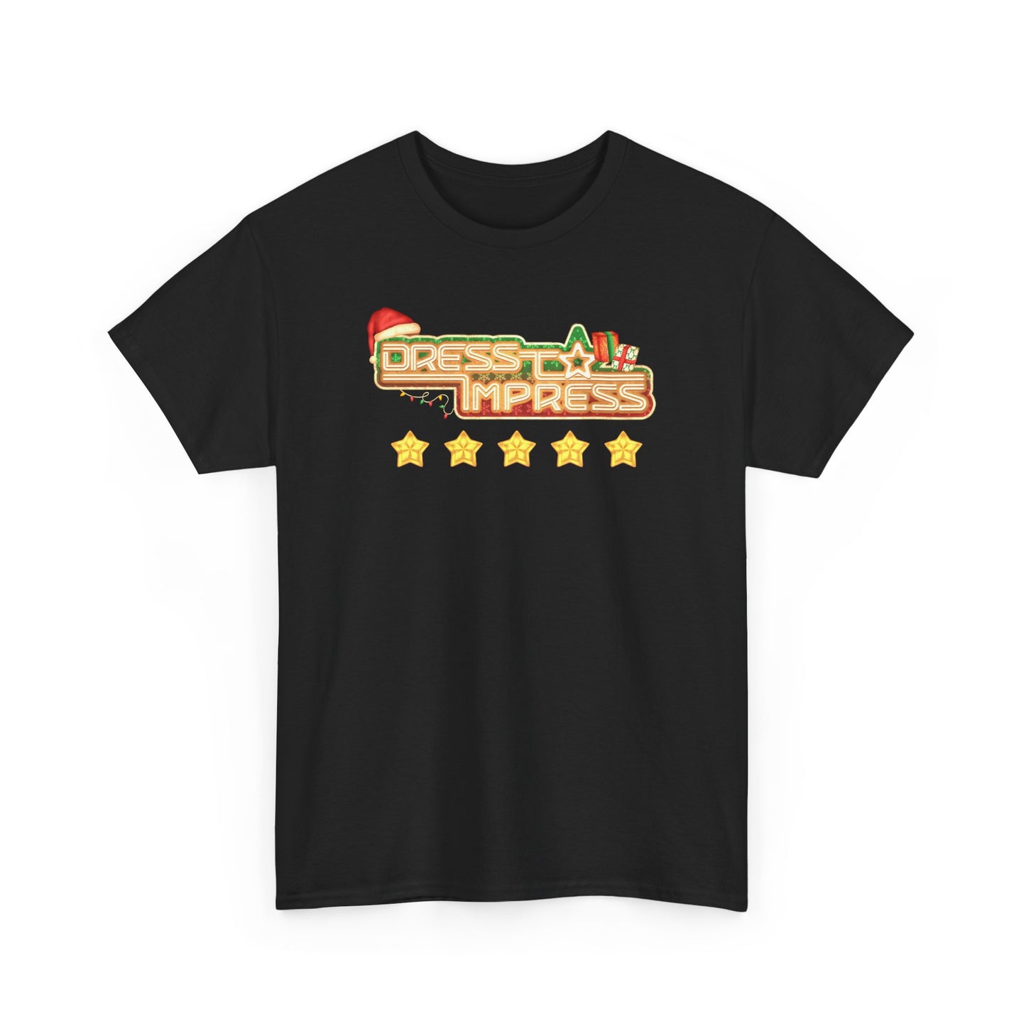 Dress To Impress logo Tee | Holiday Santa Hat, 5 Star Rating, Roblox Game