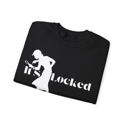 It's Locked silhouette magnifying woman Sweatshirt | Detective mystery design