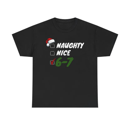 Naughty Nice 6-7 Checklist T-Shirt | Christmas Santa Humor
