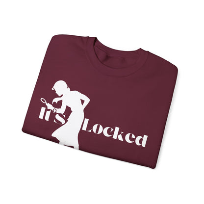 It's Locked silhouette magnifying woman Sweatshirt | Detective mystery design