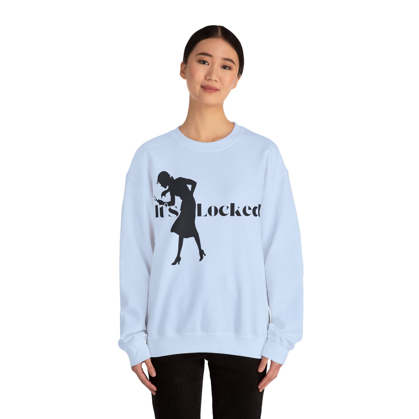 It's Locked silhouette magnifying woman Sweatshirt | Detective mystery design