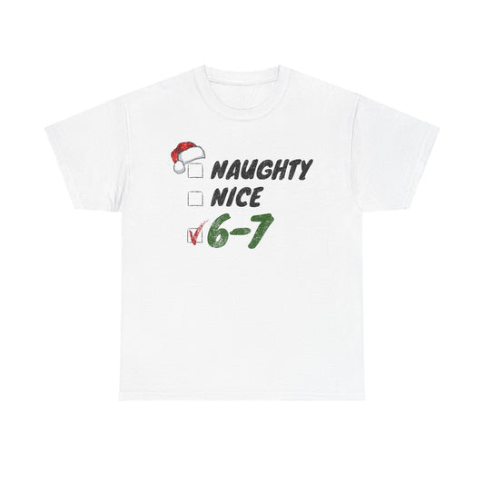 Naughty Nice 6-7 Checklist T-Shirt | Christmas Santa Humor