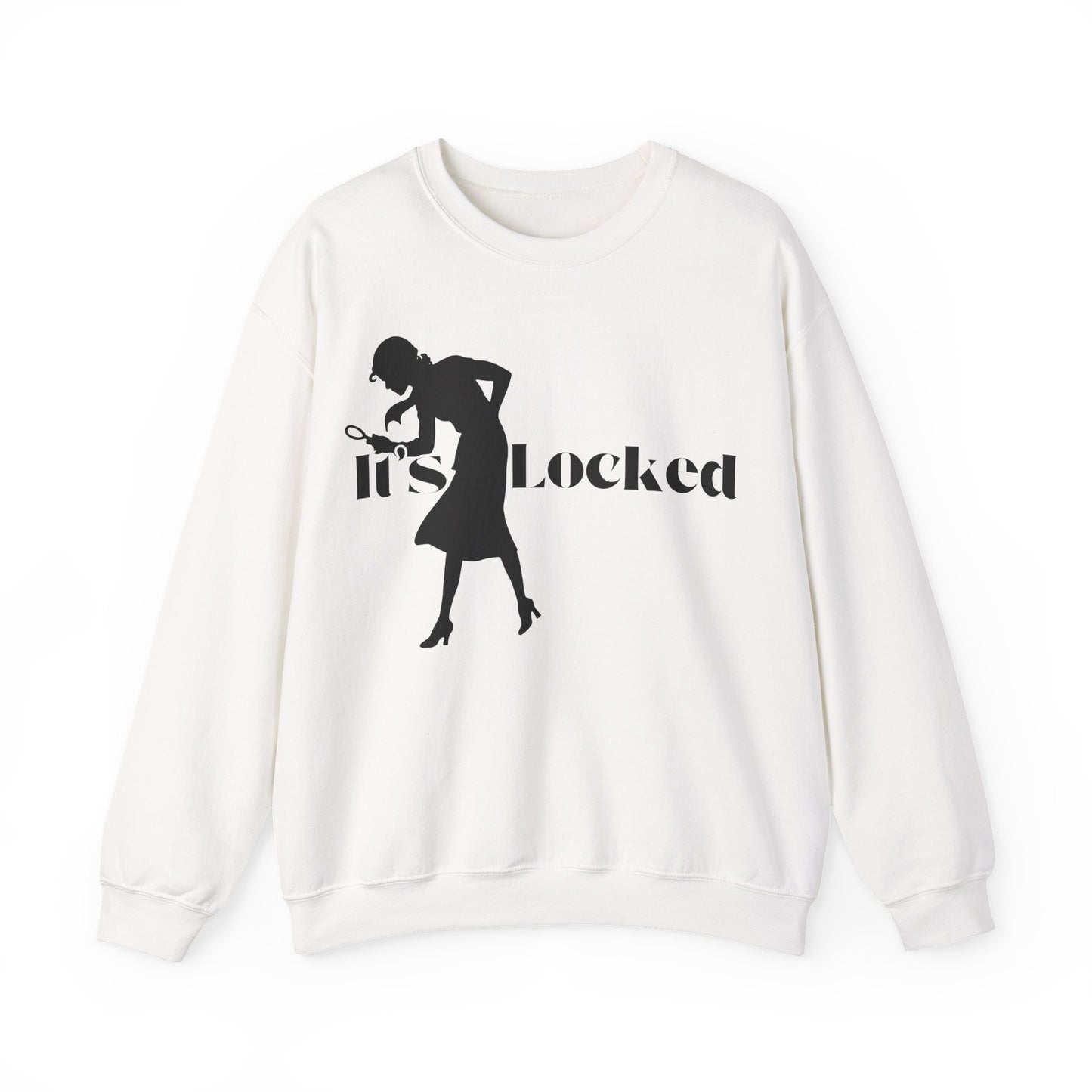 It's Locked silhouette magnifying woman Sweatshirt | Detective mystery design