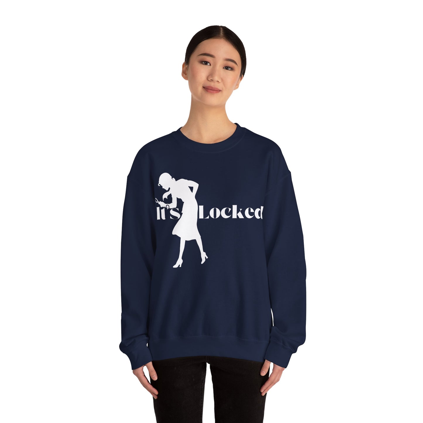 It's Locked silhouette magnifying woman Sweatshirt | Detective mystery design
