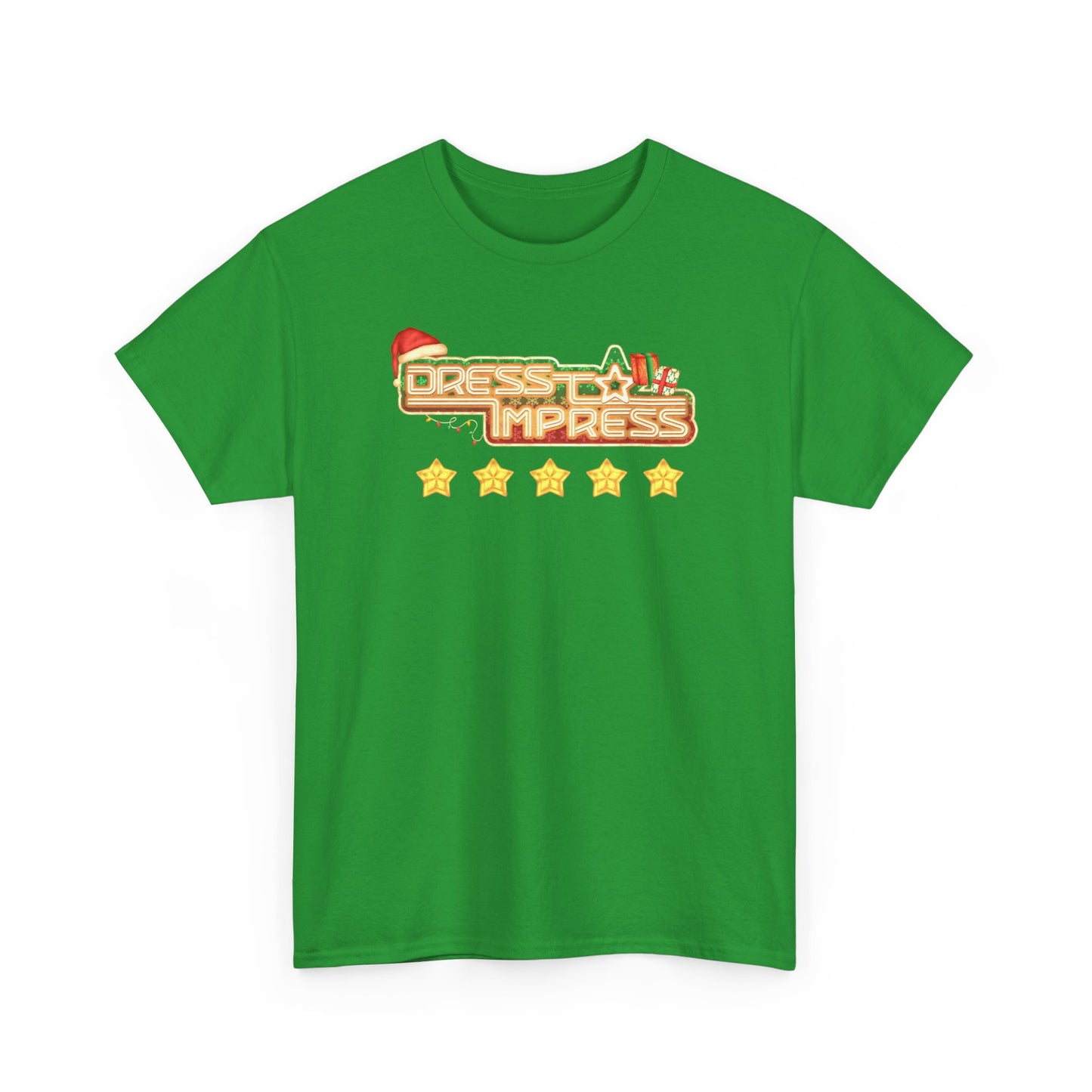 Dress To Impress logo Tee | Holiday Santa Hat, 5 Star Rating, Roblox Game