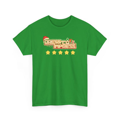 Dress To Impress logo Tee | Holiday Santa Hat, 5 Star Rating, Roblox Game