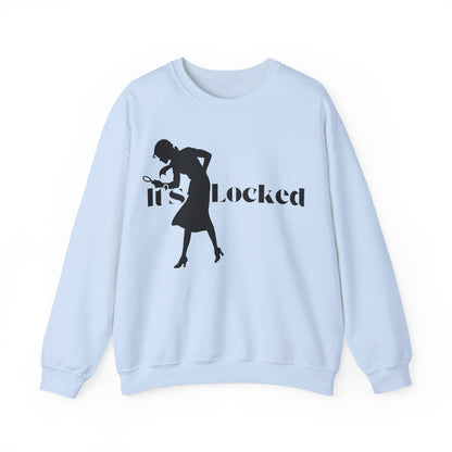 It's Locked silhouette magnifying woman Sweatshirt | Detective mystery design