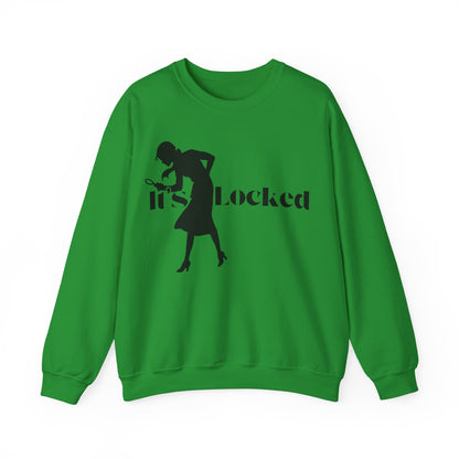 It's Locked silhouette magnifying woman Sweatshirt | Detective mystery design