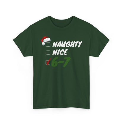 Naughty Nice 6-7 Checklist T-Shirt | Christmas Santa Humor
