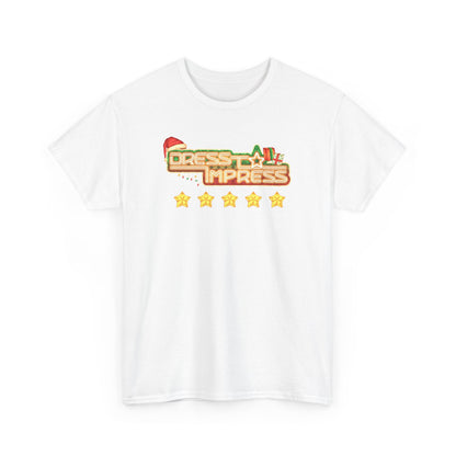 Dress To Impress logo Tee | Holiday Santa Hat, 5 Star Rating, Roblox Game