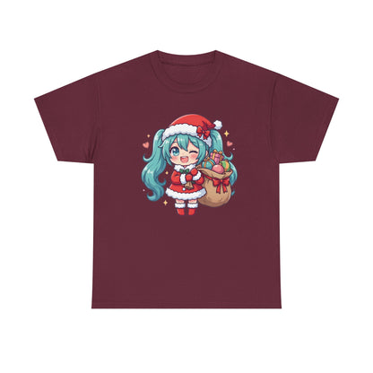Hatsune Miku Chibi Merry Christmas T-Shirt | Cute Vocaloid Holiday Tee