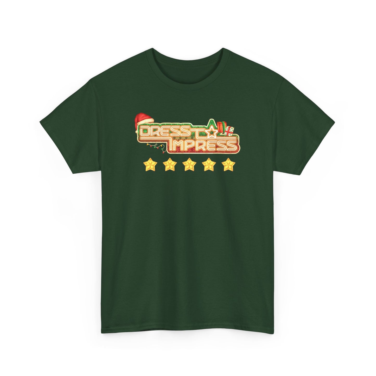 Dress To Impress logo Tee | Holiday Santa Hat, 5 Star Rating, Roblox Game