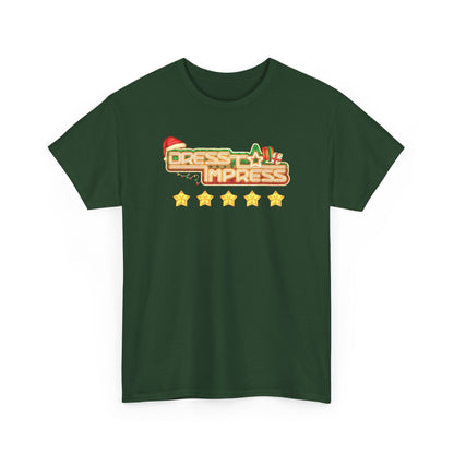 Dress To Impress logo Tee | Holiday Santa Hat, 5 Star Rating, Roblox Game