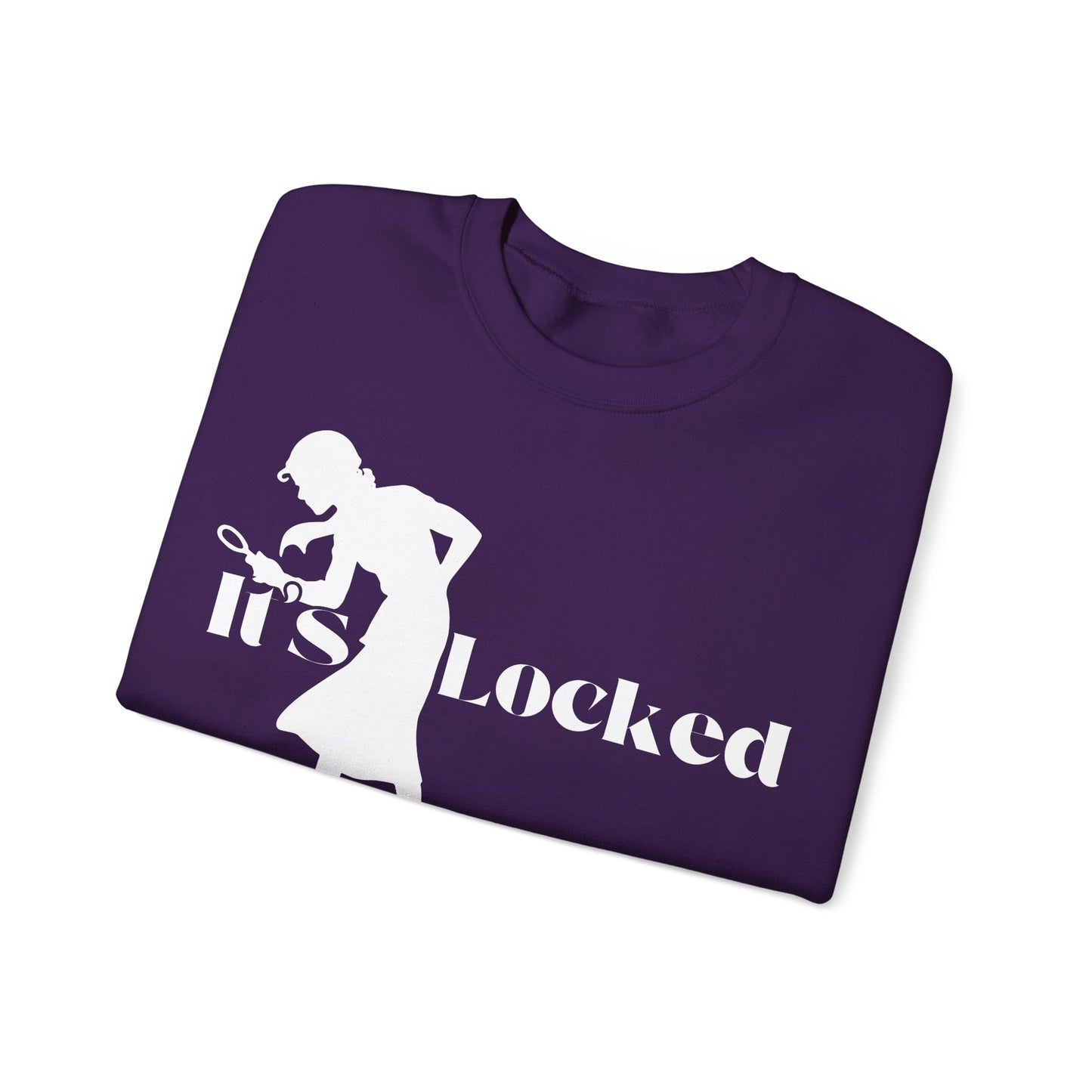 It's Locked silhouette magnifying woman Sweatshirt | Detective mystery design