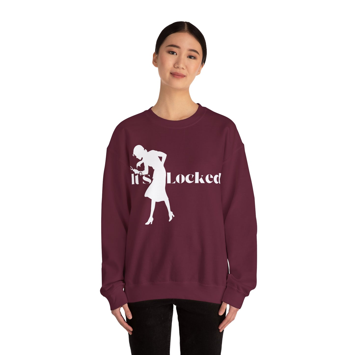 It's Locked silhouette magnifying woman Sweatshirt | Detective mystery design
