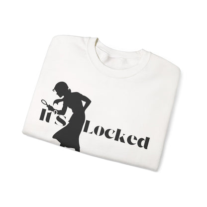 It's Locked silhouette magnifying woman Sweatshirt | Detective mystery design