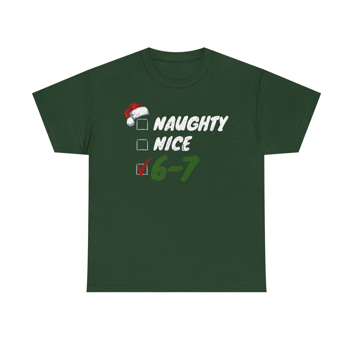 Naughty Nice 6-7 Checklist T-Shirt | Christmas Santa Humor