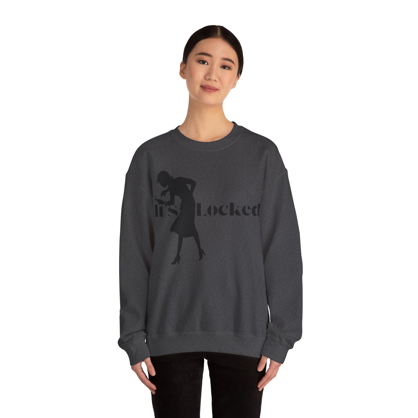 It's Locked silhouette magnifying woman Sweatshirt | Detective mystery design