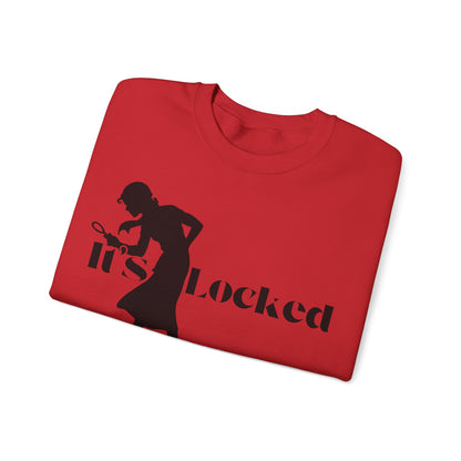It's Locked silhouette magnifying woman Sweatshirt | Detective mystery design