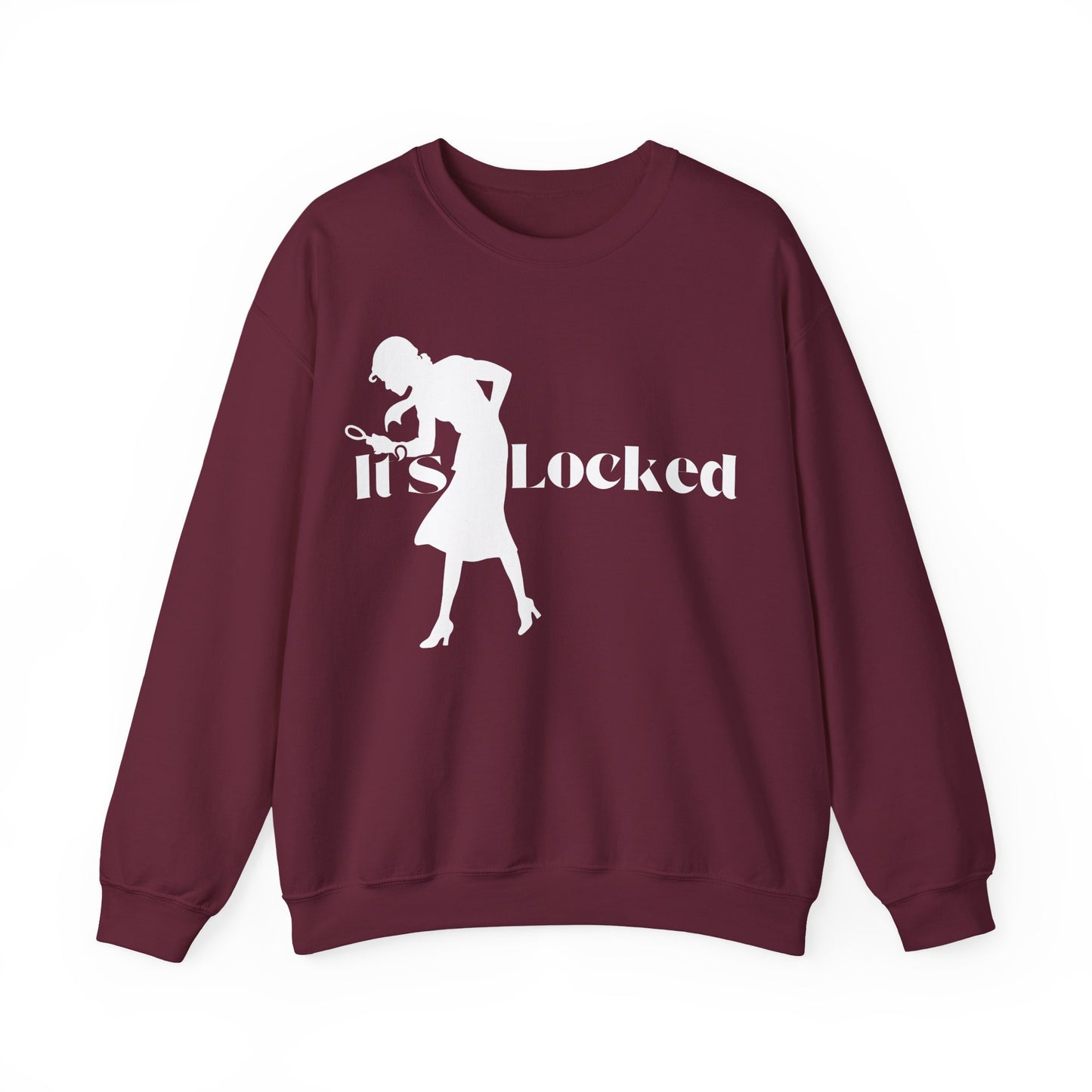 It's Locked silhouette magnifying woman Sweatshirt | Detective mystery design
