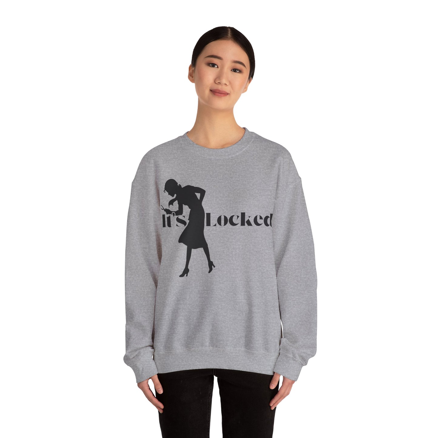 It's Locked silhouette magnifying woman Sweatshirt | Detective mystery design