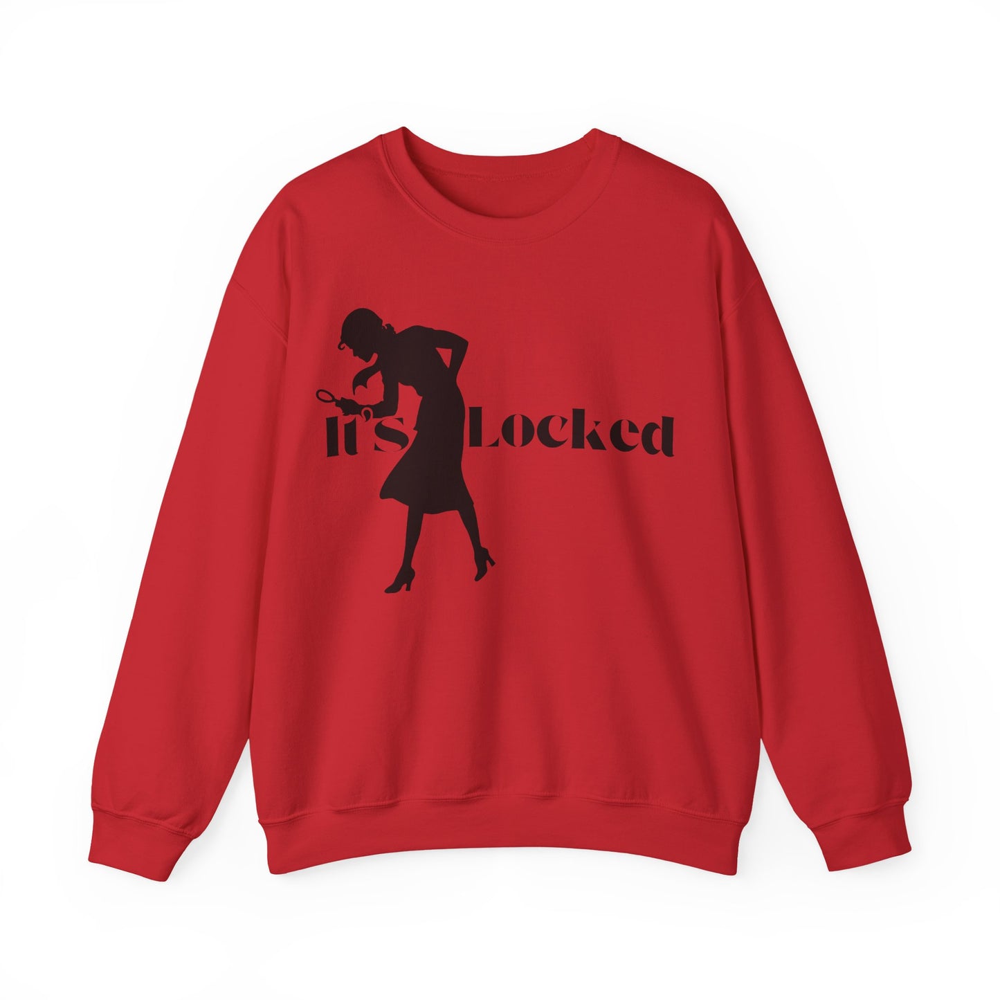 It's Locked silhouette magnifying woman Sweatshirt | Detective mystery design