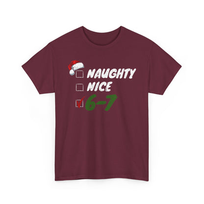 Naughty Nice 6-7 Checklist T-Shirt | Christmas Santa Humor